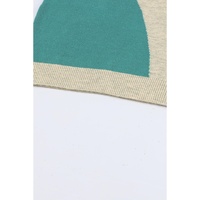 Multicolor Colorblock Ribbed Trim Round Neck Sweater - M thumbnail