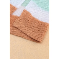 Multicolor Colorblock Stripe Long Sleeve Split Sweater - L thumbnail