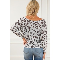 Leopard Long Sleeve Crewneck Sweater - L thumbnail