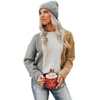 Multicolor Colorblock Textured Drop Shoulder Sweater - L thumbnail