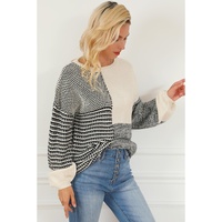 Black Neutral Colorblock Tie Back Sweater - L thumbnail