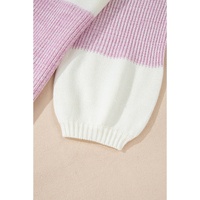 Bonbon Neutral Colorblock Tie Back Sweater - L thumbnail