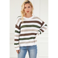 Stripe Crochet Hollow out Knit Sweater - M thumbnail