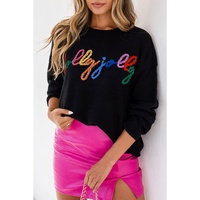 Black Holly Jolly Round Neck Casual Sweater - M thumbnail