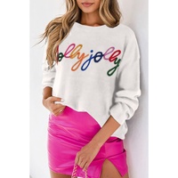 White Holly Jolly Round Neck Casual Sweater - L thumbnail