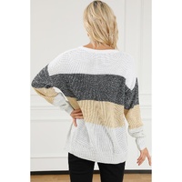 Multicolour Color Block Drop Shoulder Knit Sweater - XL thumbnail