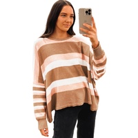Multicolour Striped Knit Drop Shoulder Loose Sweater - M thumbnail
