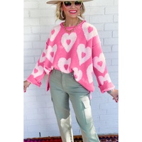Bonbon Pearl Beaded Heart Drop Shoulder Sweater - L thumbnail