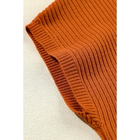Gold Flame Patch Pocket Ribbed Knit Short Sleeve Sweater - L thumbnail