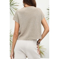 Pale Khaki Patch Pocket Short Sleeve Sweater - XL thumbnail
