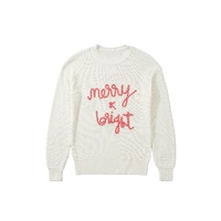 White Striped Merry Bright Letter Christmas Sweater - XL thumbnail