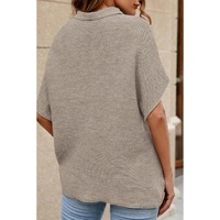 Apricot High Neck Short Bat Sleeve Sweater - M thumbnail