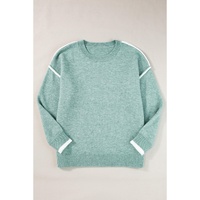 Moonlight Jade Colorblock Contrasting Edge Crewneck Sweater - L thumbnail