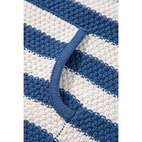 Blue Stripe V Neck Pocketed Drawstring Hooded Sweater - S thumbnail
