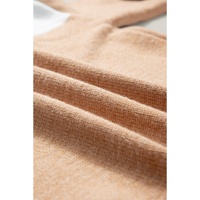 Straw Yellow Colorblock Ribbed Trim Round Neck Sweater - L thumbnail