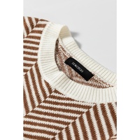 Coffee Contrast Edge Crew Neck Drop Shoulder Sweater - 2XL thumbnail