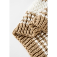 Brown Stripe Drop Shoulder Round Neck Loose Sweater - L thumbnail