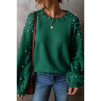 Evergreen Pearled Drop Shoulder Round Neck Sweater - XL thumbnail