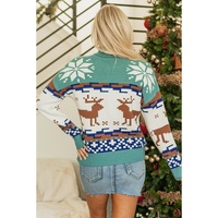 Canton Christmas Reindeer Snowflake Colorblock Turtleneck Sweater - L thumbnail