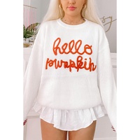 White Hello Pumpkin Graphic Sweater - M thumbnail