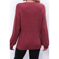Red Sandalwood Thanks Giving Letter Graphic Crew Neck Sweater - M thumbnail
