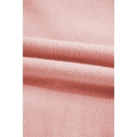 Light Pink Ruffled Bowknot Ribbed Trim Long Sleeve Sweater - L thumbnail