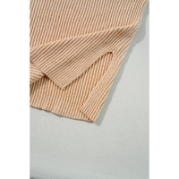 Apricot Cable Knit Drop Shoulder Side Slits Loose Sweater - XL thumbnail