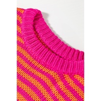 Rose Stripe 3/4 Puff Sleeve Drop Shoulder Sweater - M thumbnail