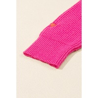 Rose Red Heart Shape Drop Shoulder Round Neck Sweater - L thumbnail