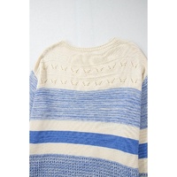 Light Blue Open Stitch Puff Sleeve Sweater - XL thumbnail