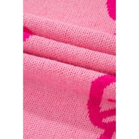 Pink Bow Pattern Drop Shoulder Loose Sweater - S thumbnail