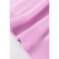 Pink Raw Edge Ribbed Detail Drop Shoulder Sweater - L thumbnail