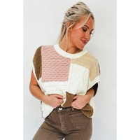 Multicolor Colorblock Mix Textured Sweater Tee - L thumbnail