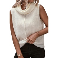 White Central Seam Cowl Neck Sweater Vest - XL thumbnail