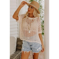 Azura Exchange Knit Ribbed Round Neck Short Sleeve Sweater Tee - M thumbnail