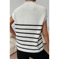 White Stripe Half Zip Split Stand Neck Sweater T-shirt - XL thumbnail