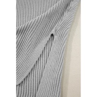 Gray Short Sleeve Side Slit Oversized Sweater - L thumbnail