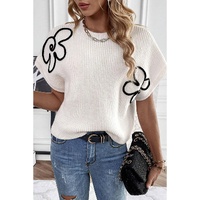 White Flower Embroidery Sweater Tee - XL thumbnail