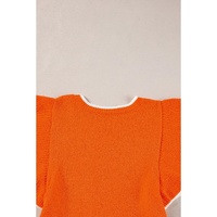 Russet Orange Contrast Trim Ruffle Sleeve Knitted Top - 2XL thumbnail
