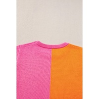 Flamingo 2-tone Color Block Knit Cap Sleeve Sweater Top - M thumbnail