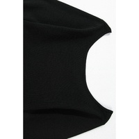 Black Ribbed Knit Long Sleeve Scoop Neck Peplum Patchwork Top - M thumbnail