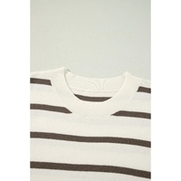 Azura Exchange Brown Stripe Side Slits Crewneck Short Sleeve Sweater Tee - XL thumbnail