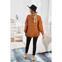 Khaki Chunky Wide Long Sleeve Knit Cardigan - 2XL thumbnail