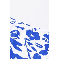 Blue Square Neck Sleeveless Fashion Print Tankini Set - M thumbnail