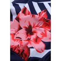 Fiery Red Floral Print Criss Cross Hollow-out Tankini Swimwear - M thumbnail