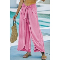 Bonbon Knotted Drop Waist Split Leg Relaxed Pants - XL thumbnail