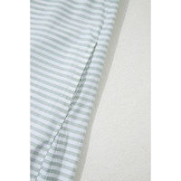 White Stripe Collared V Neck Chest Pocket Long Sleeve Beach Cover up - S thumbnail