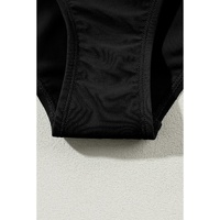 Black Contrast Trim Colorblock U Neck One Piece Swimwear - 2XL thumbnail