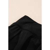 Black Solid Color High Waist Wide Leg Swim Bottom - L thumbnail