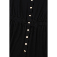 Black Button Up High Waist Long Sleeve Dress - S thumbnail